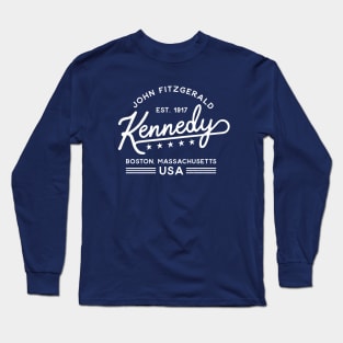 JFK Vintage Script White Long Sleeve T-Shirt